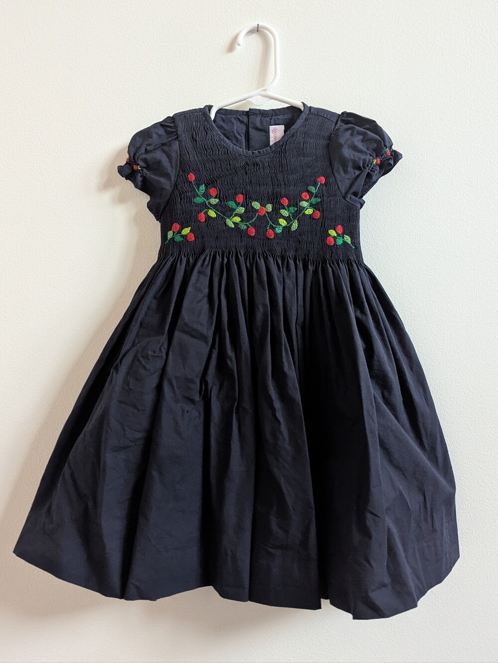 Antoinette Paris Dress 3T Navy Smocked Embroidered Holidays